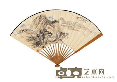 鲍亚晖 吴青霞 山水 书法 成扇 